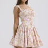 Natassia Pink Meadow Print Cotton Mini Dress Natassia Pink Meadow Print Cotton Mini Dress