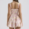 Natassia Pink Meadow Print Cotton Mini Dress Natassia Pink Meadow Print Cotton Mini Dress