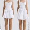 Natassia White Cotton Mini Dress Natassia White Cotton Mini Dress