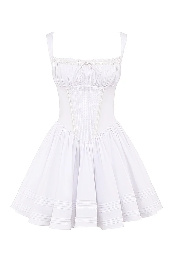 Natassia White Cotton Mini Dress Natassia White Cotton Mini Dress