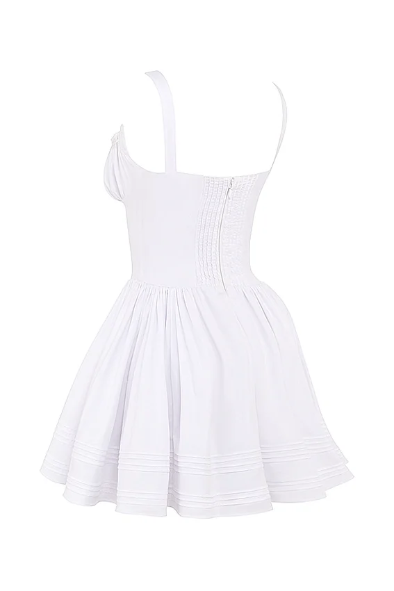 Natassia White Cotton Mini Dress Natassia White Cotton Mini Dress