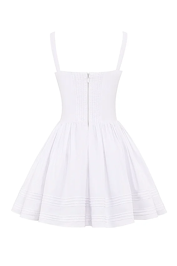 Natassia White Cotton Mini Dress Natassia White Cotton Mini Dress