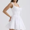 Natassia White Cotton Mini Dress Natassia White Cotton Mini Dress