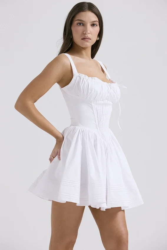 Natassia White Cotton Mini Dress Natassia White Cotton Mini Dress