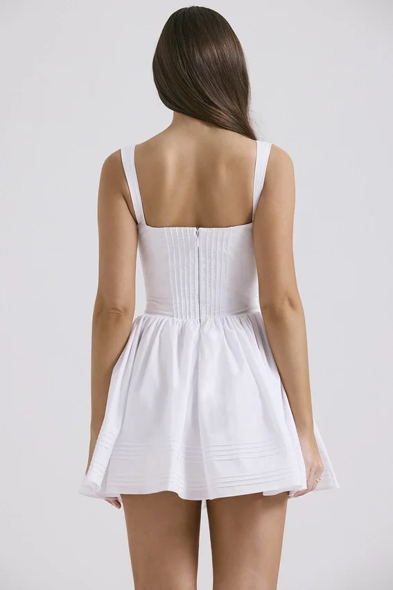 Natassia White Cotton Mini Dress Natassia White Cotton Mini Dress
