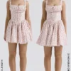 Natassia White Rosebud Print Cotton Mini Dress Natassia White Rosebud Print Cotton Mini Dress