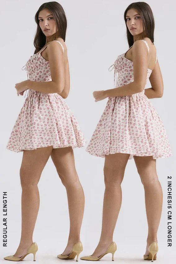 Natassia White Rosebud Print Cotton Mini Dress Natassia White Rosebud Print Cotton Mini Dress