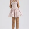 Natassia White Rosebud Print Cotton Mini Dress Natassia White Rosebud Print Cotton Mini Dress