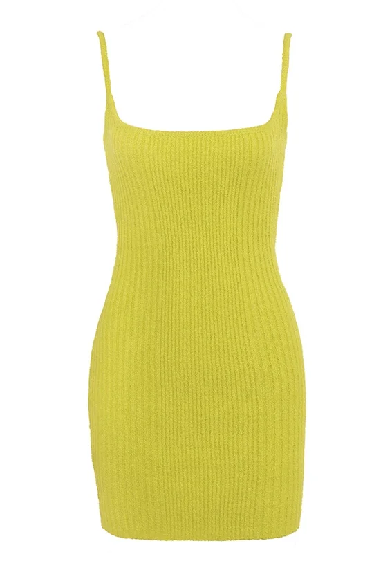 Neri Acid Lime Textured Cotton Knit Mini Dress Neri Acid Lime Textured Cotton Knit Mini Dress