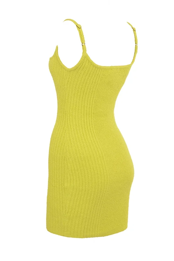 Neri Acid Lime Textured Cotton Knit Mini Dress Neri Acid Lime Textured Cotton Knit Mini Dress