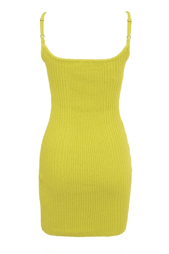Neri Acid Lime Textured Cotton Knit Mini Dress Neri Acid Lime Textured Cotton Knit Mini Dress