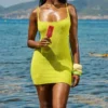 Neri Acid Lime Textured Cotton Knit Mini Dress Neri Acid Lime Textured Cotton Knit Mini Dress