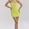 Neri Acid Lime Textured Cotton Knit Mini Dress Neri Acid Lime Textured Cotton Knit Mini Dress