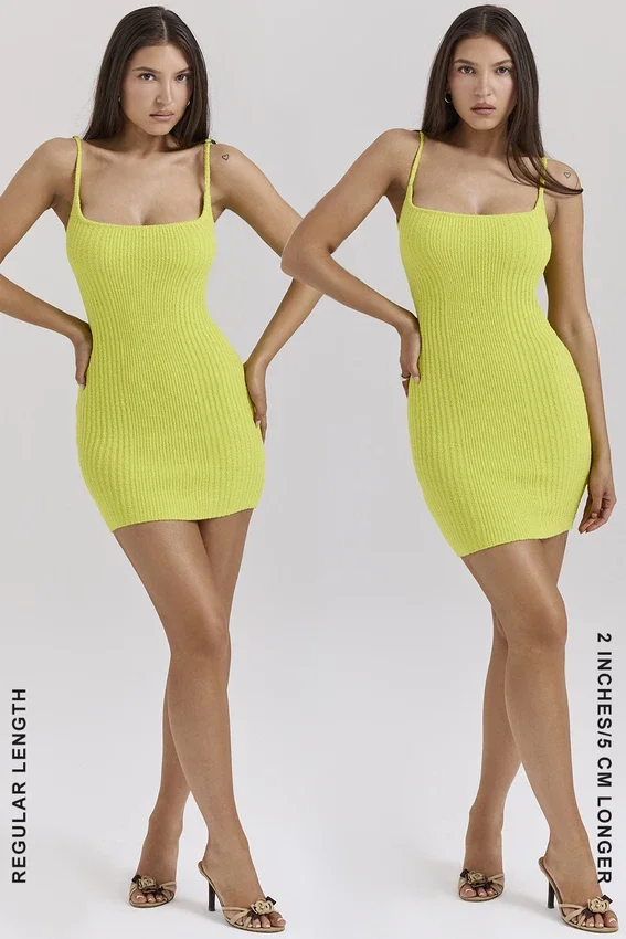 Neri Acid Lime Textured Cotton Knit Mini Dress Neri Acid Lime Textured Cotton Knit Mini Dress