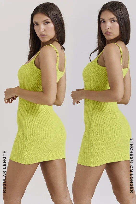 Neri Acid Lime Textured Cotton Knit Mini Dress Neri Acid Lime Textured Cotton Knit Mini Dress