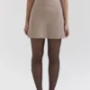 Nerida Brown Puppytooth A-Line Mini Skirt