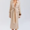 Nevaeh Almond Plunge Shirt Midi Dress Nevaeh Almond Plunge Shirt Midi Dress
