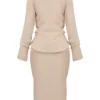 Nevaeh Almond Plunge Shirt Midi Dress Nevaeh Almond Plunge Shirt Midi Dress
