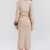Nevaeh Almond Plunge Shirt Midi Dress Nevaeh Almond Plunge Shirt Midi Dress