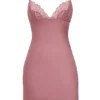 Nia Rose Pink Satin & Lace Slip Dress Nia Rose Pink Satin & Lace Slip Dress
