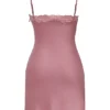 Nia Rose Pink Satin & Lace Slip Dress Nia Rose Pink Satin & Lace Slip Dress