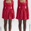Nina Holly Red Removable Bow Tulle Mini Dress Nina Holly Red Removable Bow Tulle Mini Dress