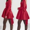 Nina Holly Red Removable Bow Tulle Mini Dress Nina Holly Red Removable Bow Tulle Mini Dress