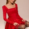 Nina Holly Red Removable Bow Tulle Mini Dress Nina Holly Red Removable Bow Tulle Mini Dress