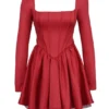 Nina Holly Red Removable Bow Tulle Mini Dress Nina Holly Red Removable Bow Tulle Mini Dress