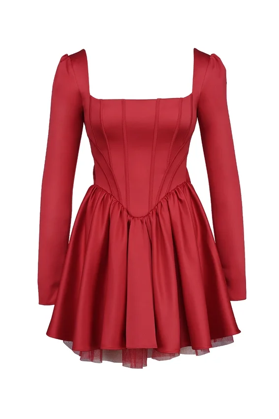 Nina Holly Red Removable Bow Tulle Mini Dress Nina Holly Red Removable Bow Tulle Mini Dress