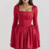 Nina Holly Red Removable Bow Tulle Mini Dress Nina Holly Red Removable Bow Tulle Mini Dress