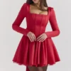Nina Holly Red Removable Bow Tulle Mini Dress Nina Holly Red Removable Bow Tulle Mini Dress