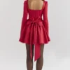 Nina Holly Red Removable Bow Tulle Mini Dress Nina Holly Red Removable Bow Tulle Mini Dress