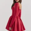Nina Holly Red Removable Bow Tulle Mini Dress Nina Holly Red Removable Bow Tulle Mini Dress