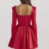 Nina Holly Red Removable Bow Tulle Mini Dress Nina Holly Red Removable Bow Tulle Mini Dress