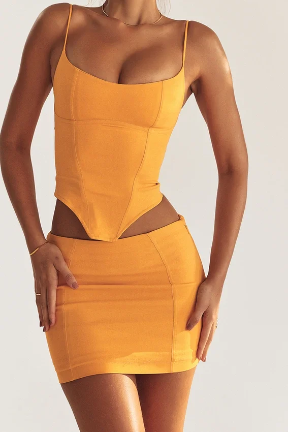 Nisha Tangerine Sculpting Mini Skirt Nisha Tangerine Sculpting Mini Skirt