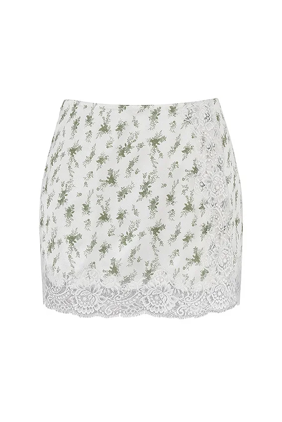 Noemie Garden Print Lace Trim Mini Skirt Noemie Garden Print Lace Trim Mini Skirt