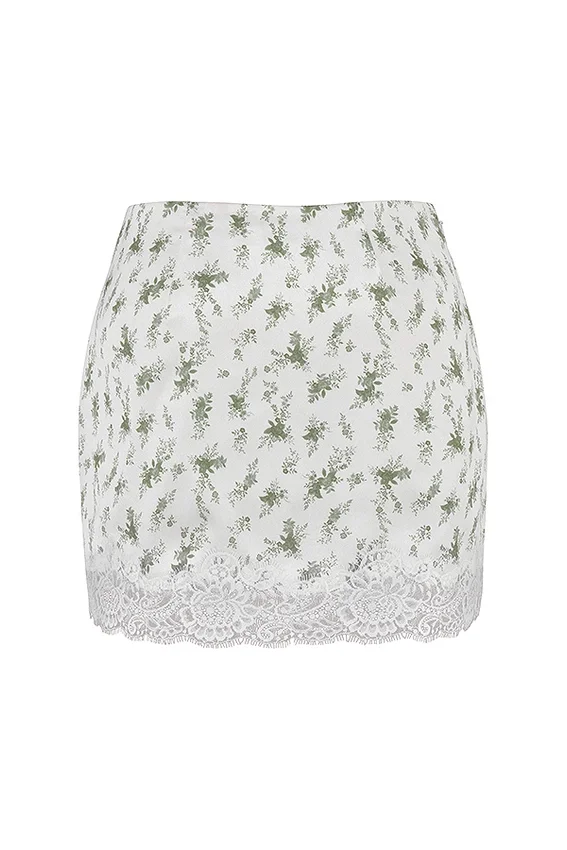 Noemie Garden Print Lace Trim Mini Skirt Noemie Garden Print Lace Trim Mini Skirt