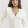 Noor Off White Knitted Cardigan