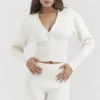 Noor Off White Knitted Cardigan