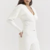 Noor Off White Knitted Cardigan