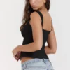 Noura Black Lace Trim Top