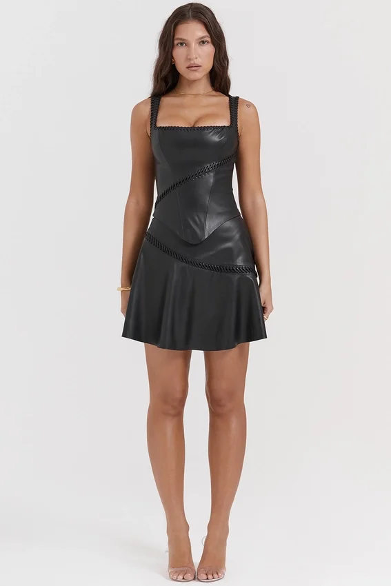 Nova Black Vegan Leather Mini Skirt Nova Black Vegan Leather Mini Skirt