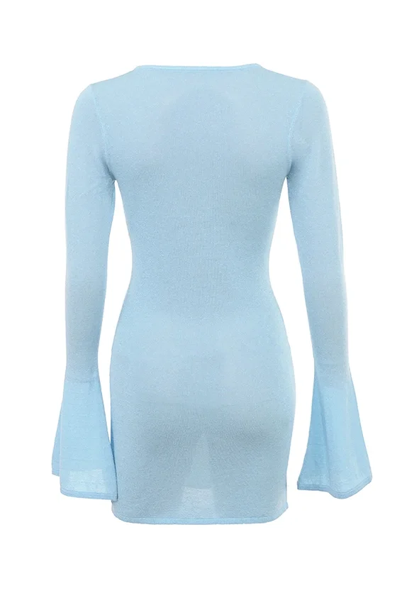 Noya Ocean Blue Knit Mini Dress Noya Ocean Blue Knit Mini Dress