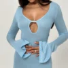 Noya Ocean Blue Knit Mini Dress Noya Ocean Blue Knit Mini Dress