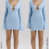 Noya Ocean Blue Knit Mini Dress Noya Ocean Blue Knit Mini Dress