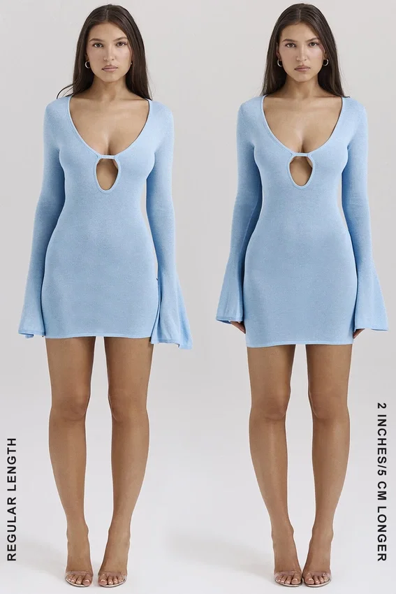 Noya Ocean Blue Knit Mini Dress Noya Ocean Blue Knit Mini Dress