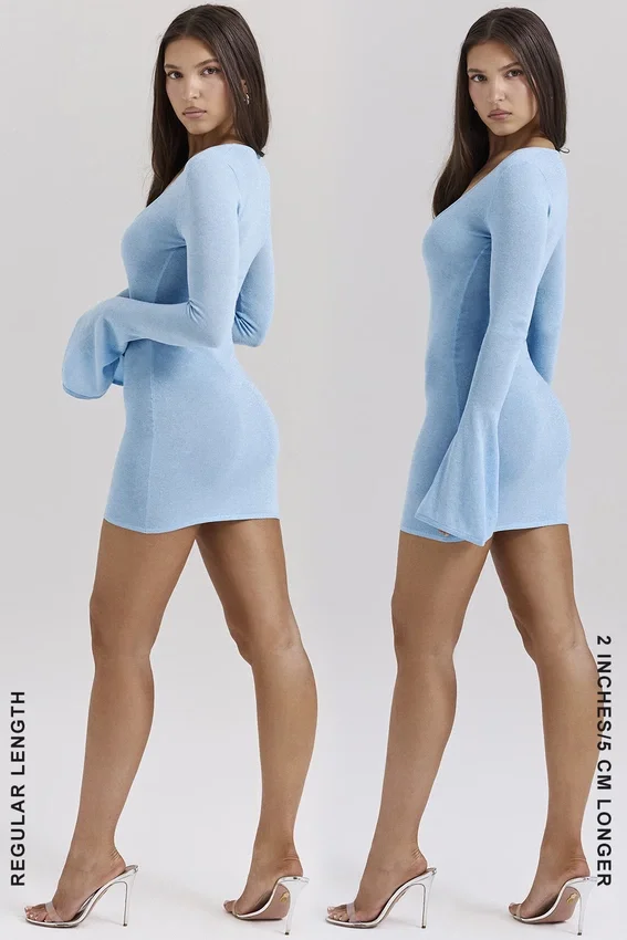Noya Ocean Blue Knit Mini Dress Noya Ocean Blue Knit Mini Dress