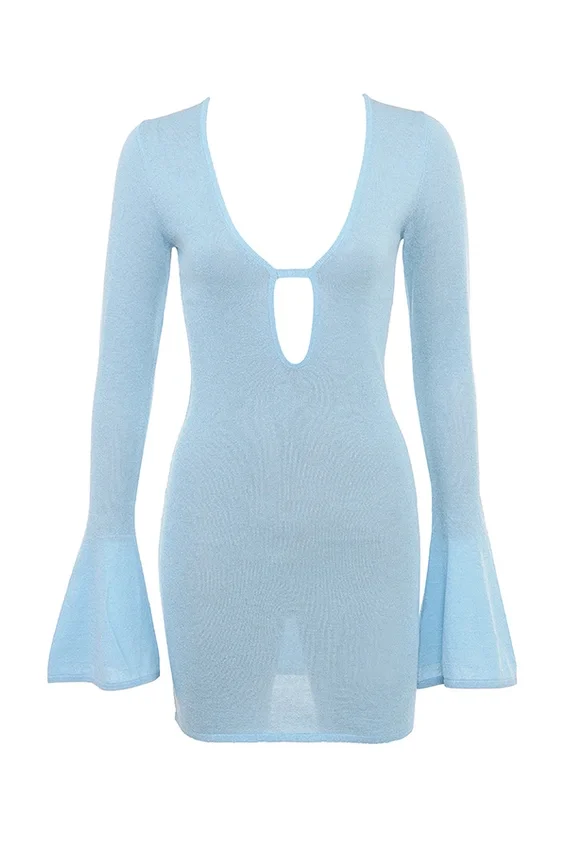 Noya Ocean Blue Knit Mini Dress Noya Ocean Blue Knit Mini Dress