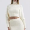 Nyala Cream Soft Boucle Knit Cropped Sweater